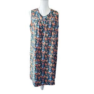 POGTMM Floral Sleeveless Dress Rayon Spandex House Dress Midi Size M